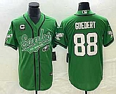 Men's Philadelphia Eagles #88 Dallas Goedert Green C Patch Cool Base Stitched Baseball Jersey,baseball caps,new era cap wholesale,wholesale hats